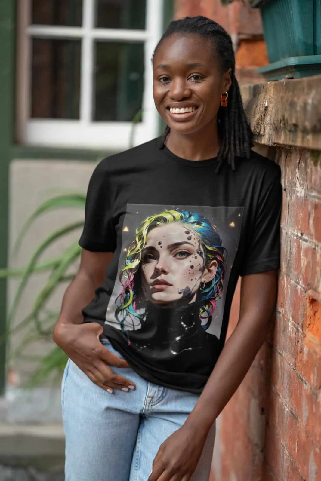 Cyber Girl Tęczowa Koszulka Damska - obrazek 4