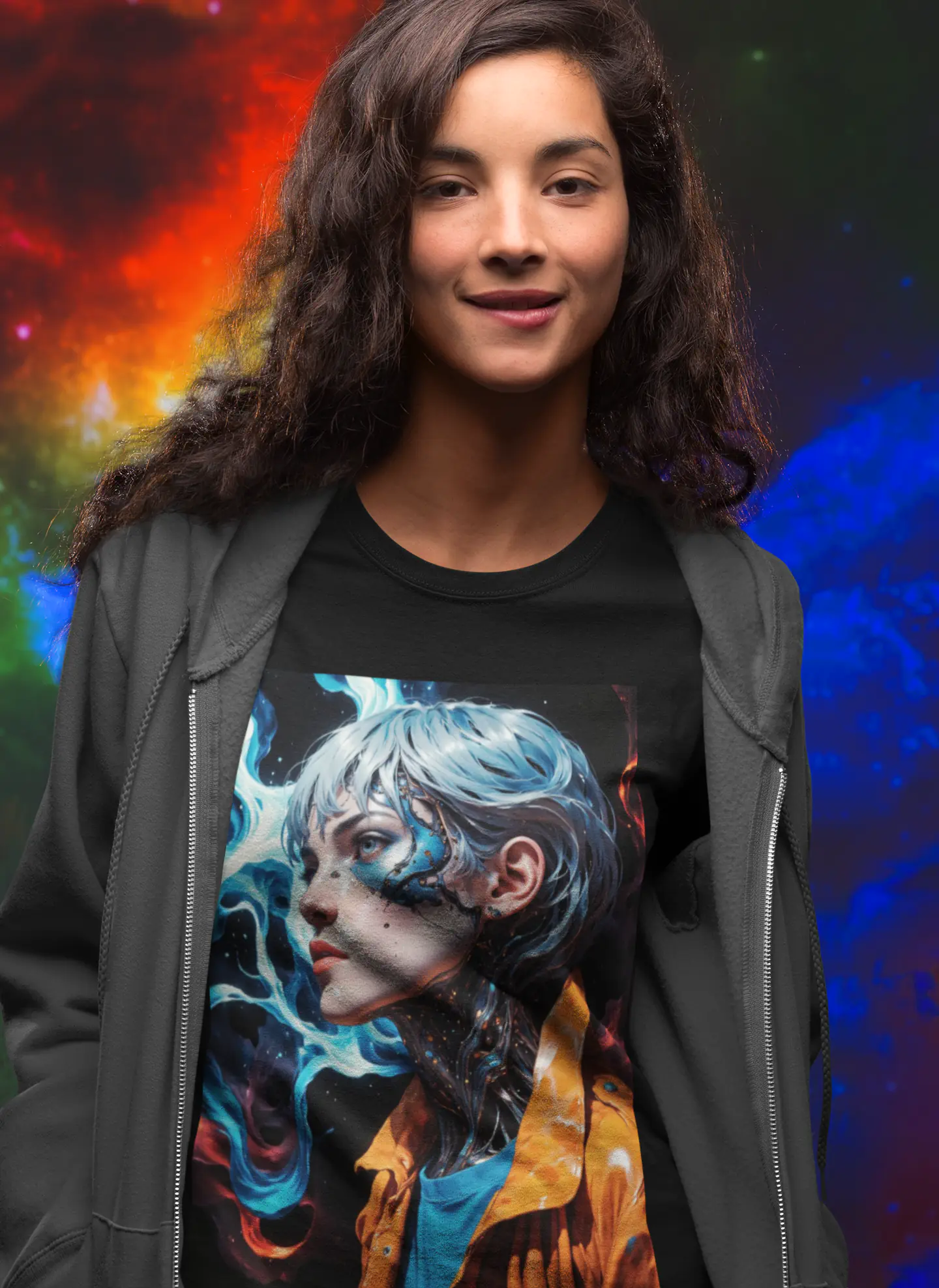 Cyber Girl Pomarańczowa Koszulka Damska - obrazek 3