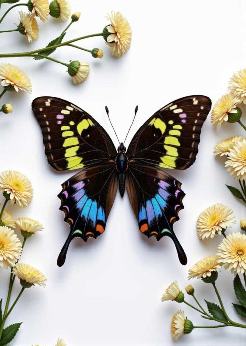 Motyl Czarno-Żółty Koszulka Damska