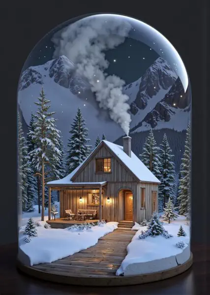 Christmas Domek w górach Koszulka Męska