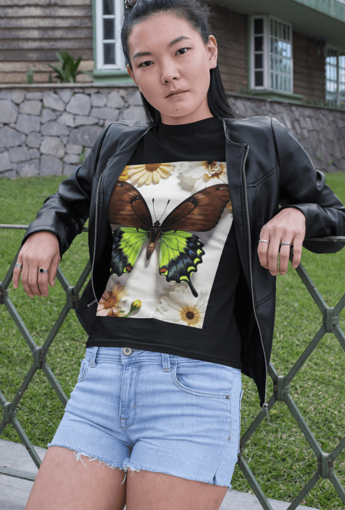 Motyl Zielony Koszulka Damska - obrazek 2