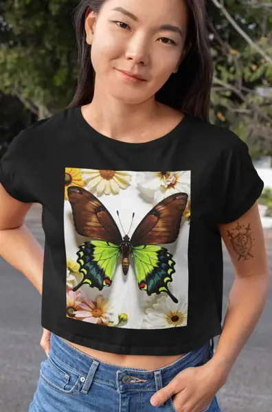 Motyl Zielony Koszulka Damska - obrazek 3