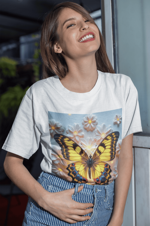Motyl Żółty Koszulka Damska - obrazek 4