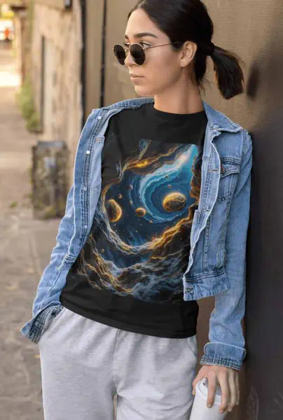 Multicolor Planets Koszulka Damska - obrazek 2