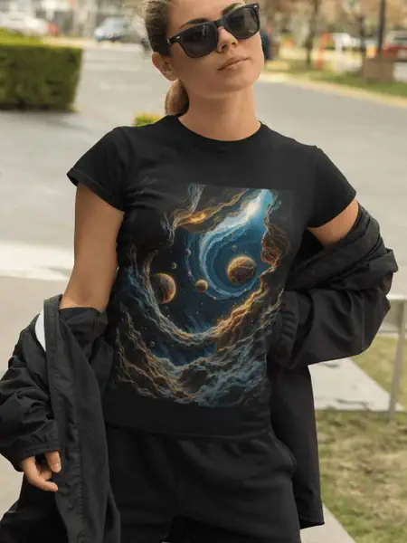 Multicolor Planets Koszulka Damska - obrazek 3