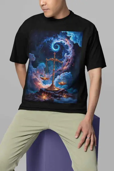 Znak Zodiaku Waga Koszulka Męska - obrazek 4