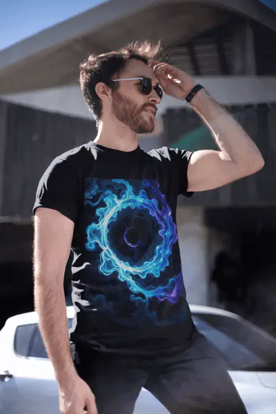 Multicolor Black Hole Koszulka Męska - obrazek 3