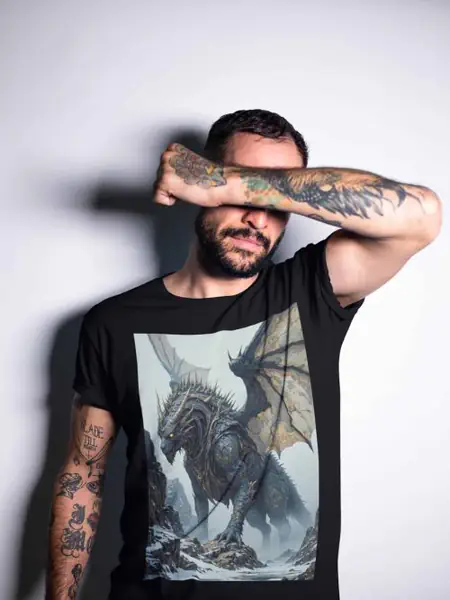 Szary Smok Koszulka Męska - obrazek 3