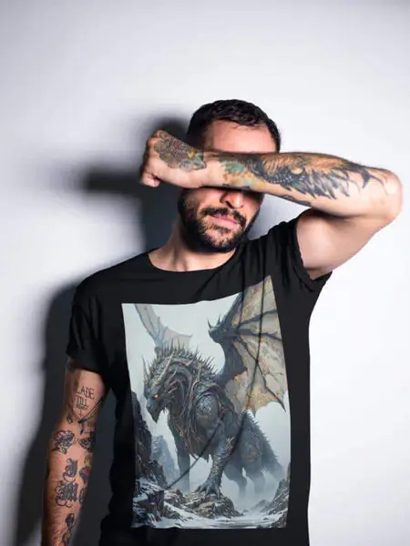 Szary Smok Koszulka Męska - obrazek 3