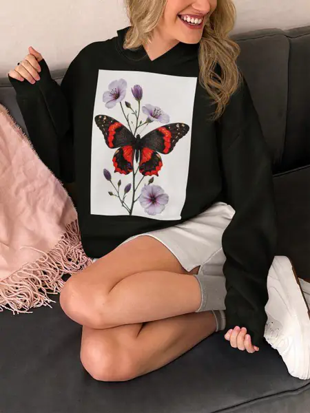Motyl Czerwony Bluza Damska