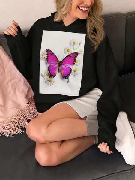 Motyl Różowy Bluza Damska - obrazek 2
