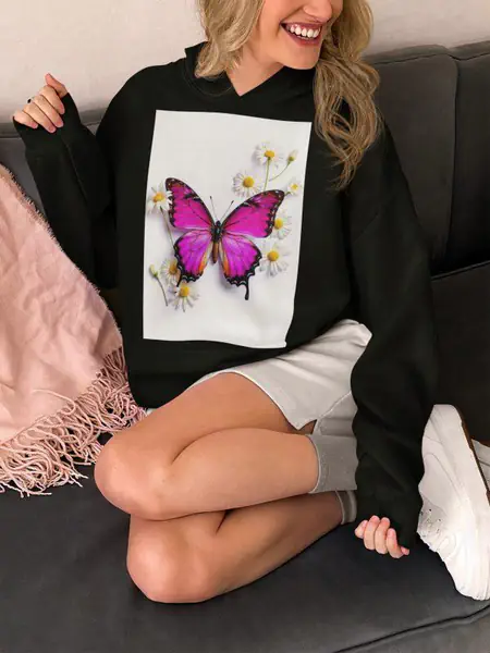 Motyl Różowy Bluza Damska